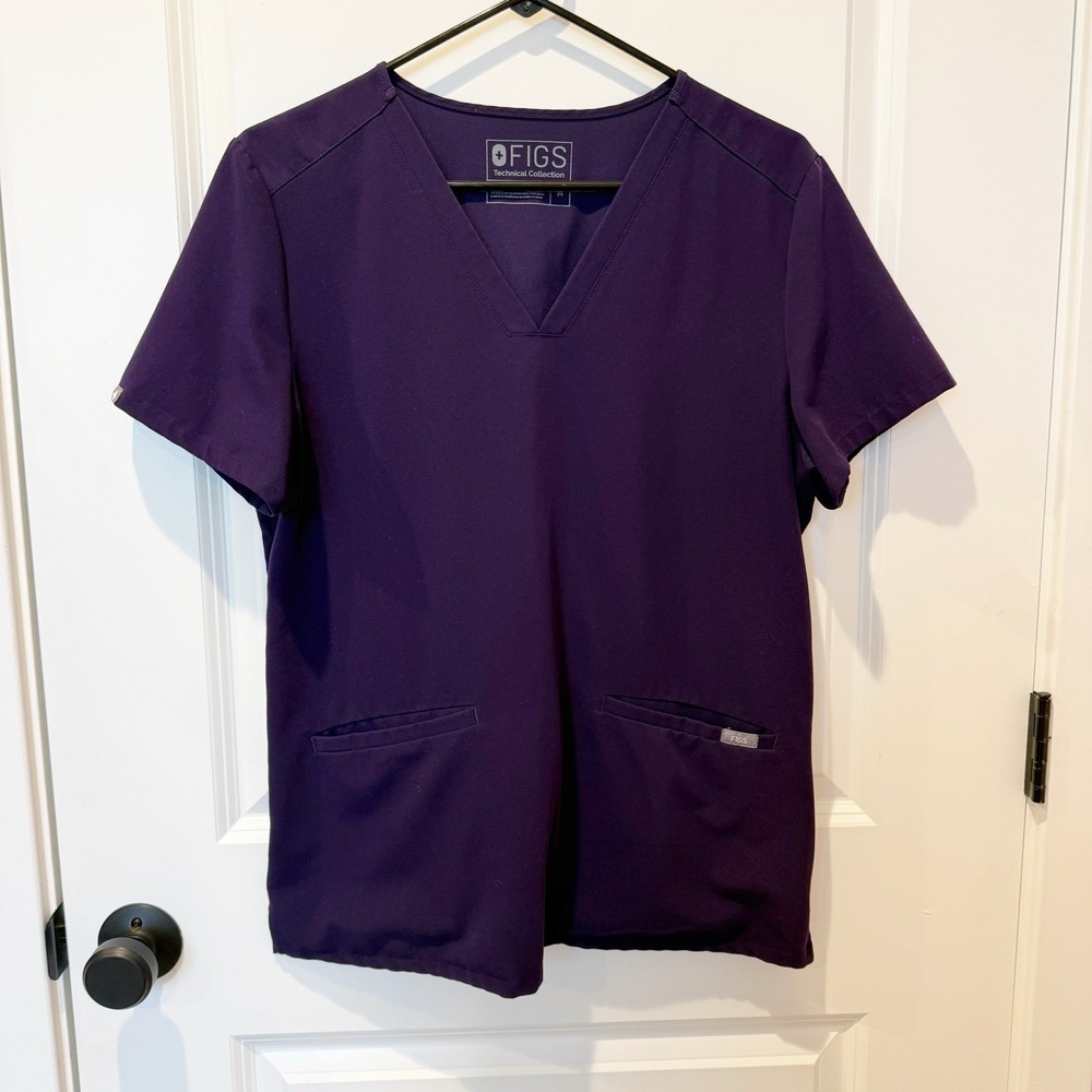 Figs Womens Casma V Neck Scrub Top Medium Purple Jam Workwear Nursing